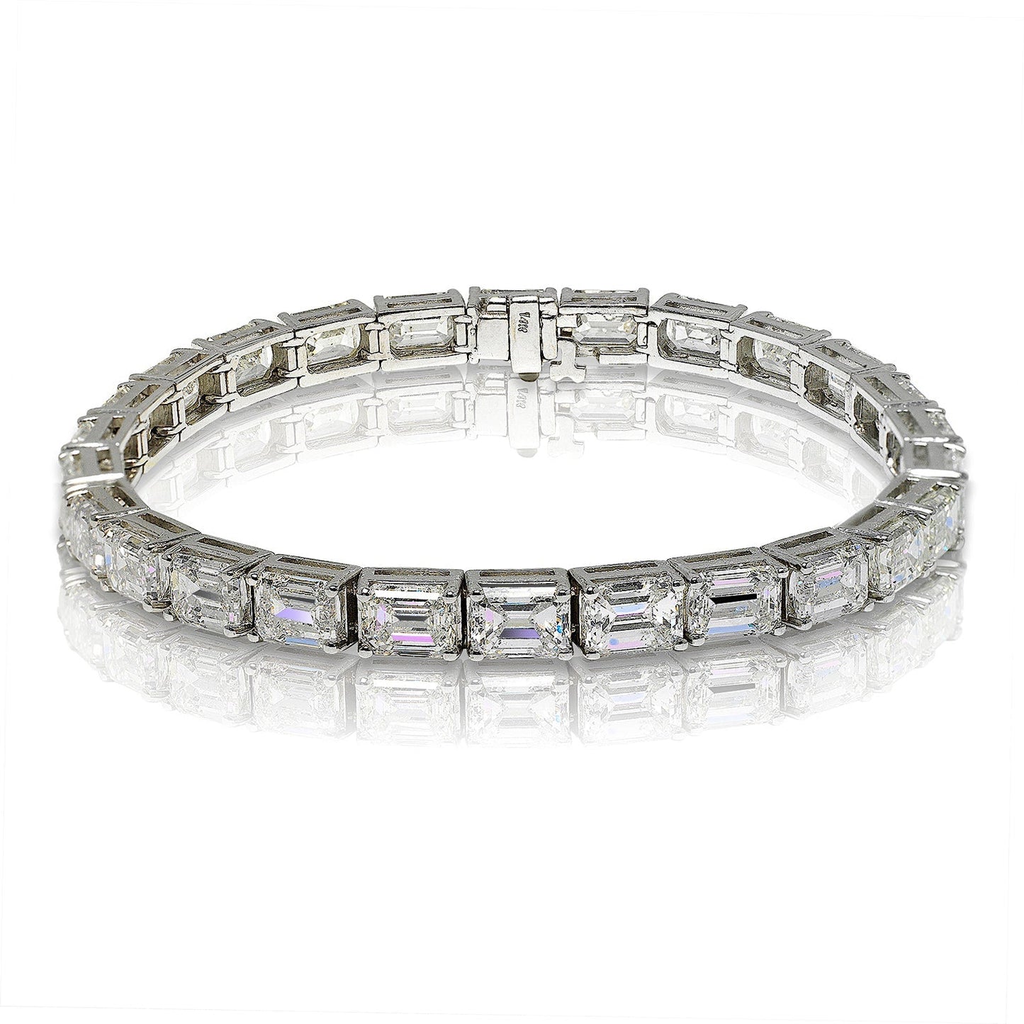 Inline Diamond Tennis Bracelet 26 Carat Emerald Cut  in 14K White Gold