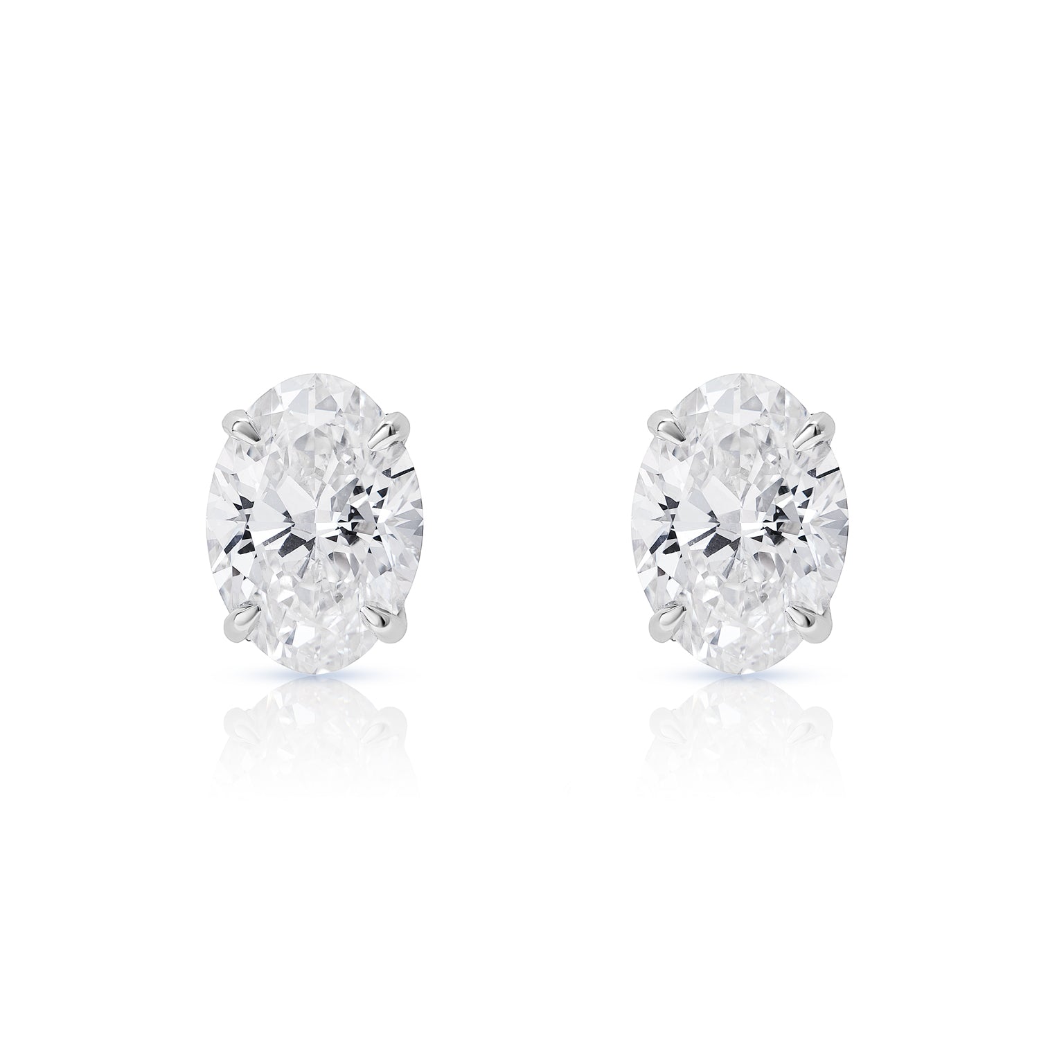 4 Carat Oval Cut Lab Grown Diamond Stud Earrings Front