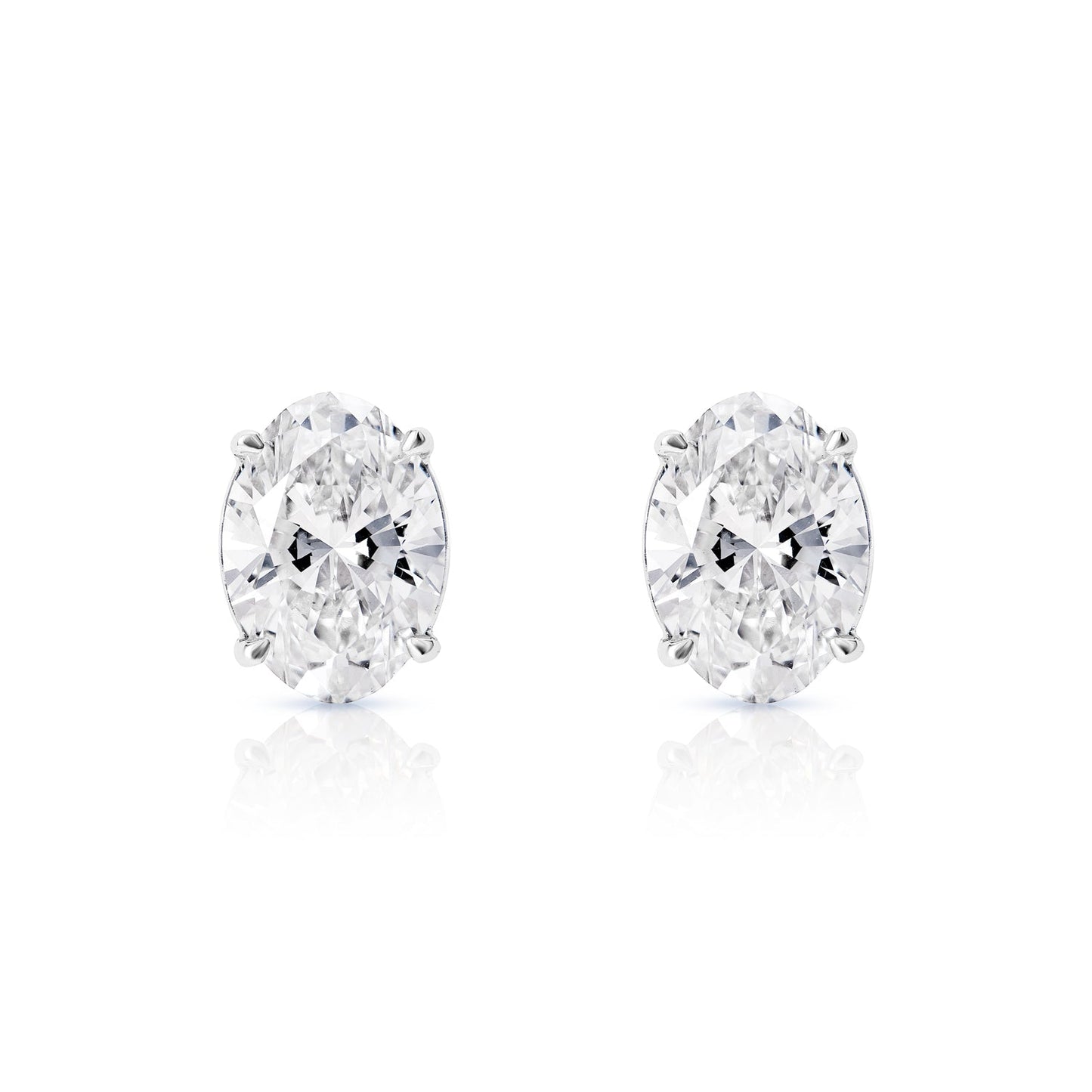 7 Carat Oval Cut Lab Grown Diamond Stud Earrings Front