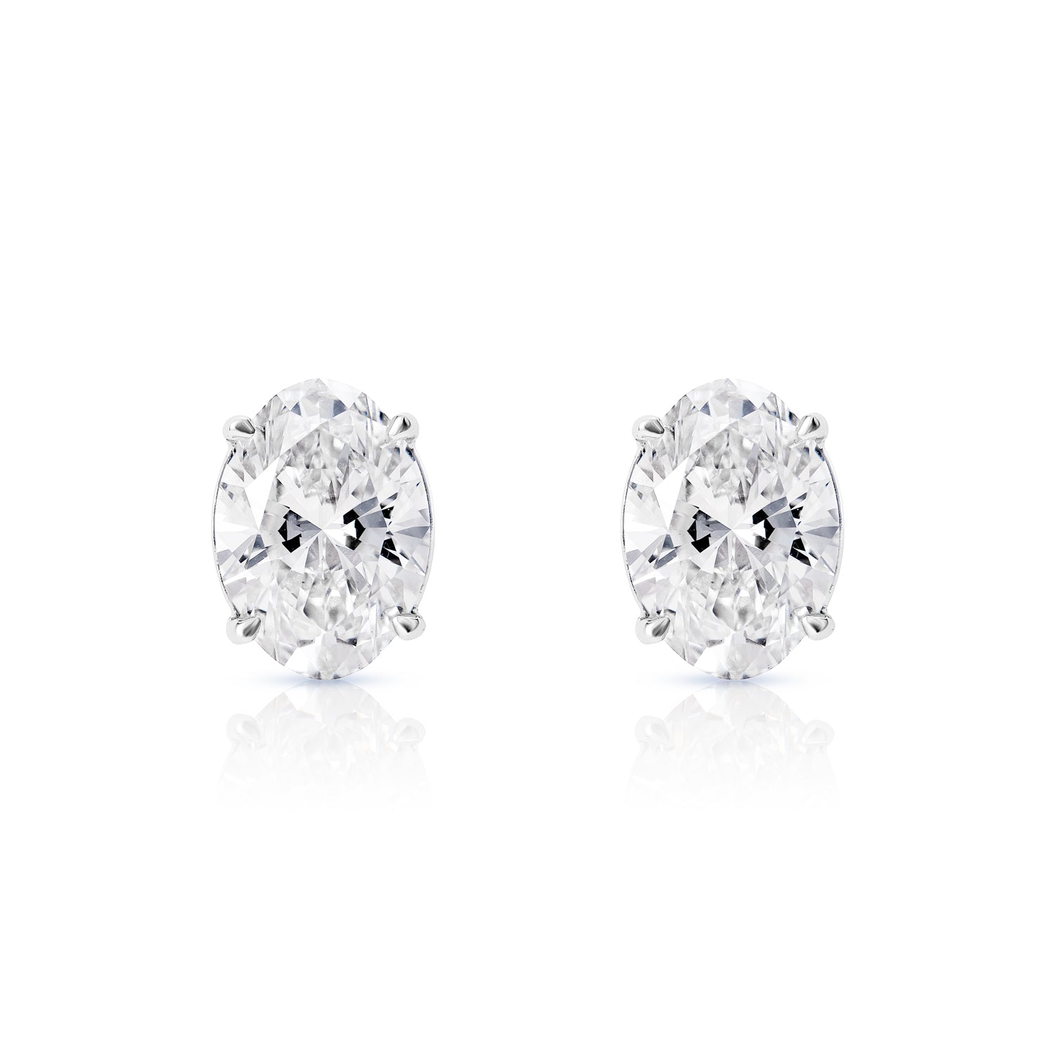 7 Carat Oval Cut Lab Grown Diamond Stud Earrings Front