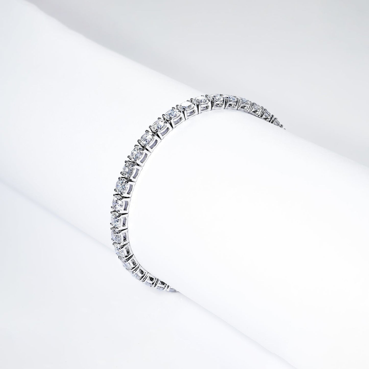 Diamond Tennis Bracelet 13 Carat Round Brilliant Single Row in 14k White Gold