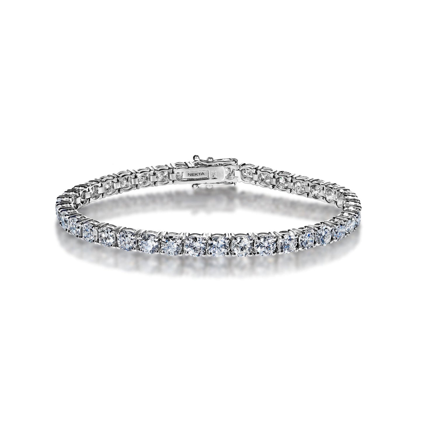 Diamond Tennis Bracelet 13 Carat Round Brilliant Single Row in 14k White Gold