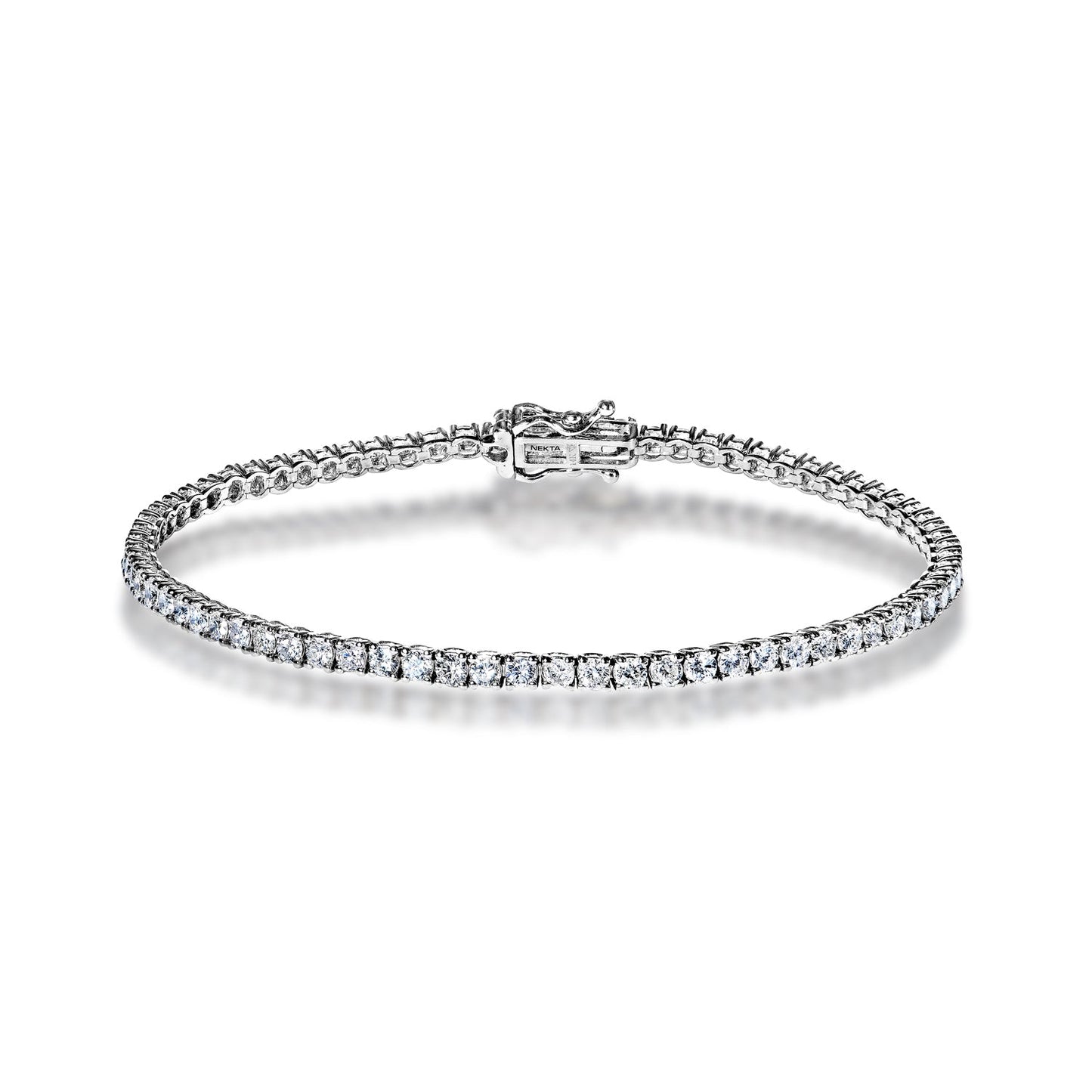 Diamond Single Row Tennis Bracelet 3 Carat Round Brilliant in 14k White Gold