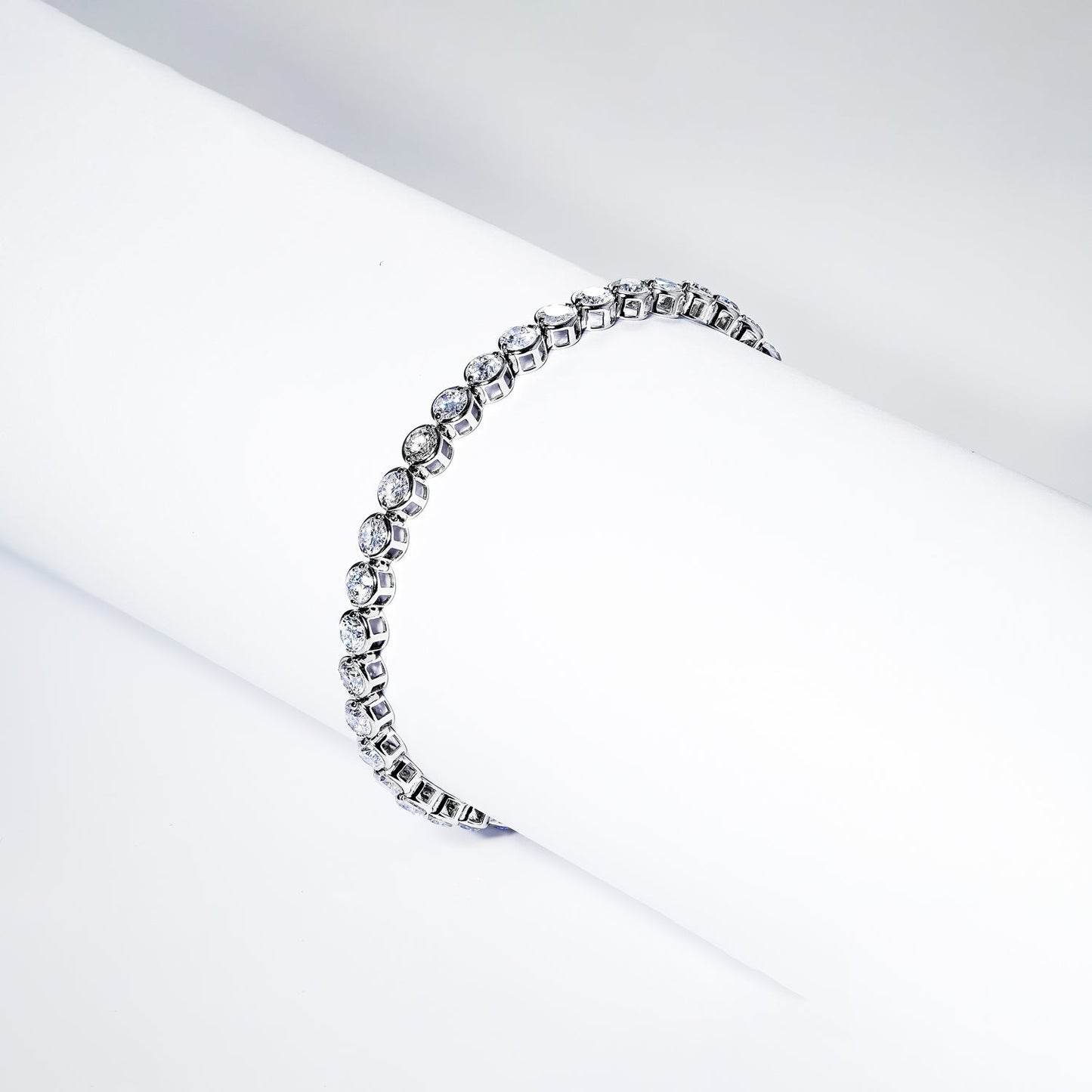 Diamond Tennis Bracelet 7 Carat Round Brilliant Single Row in 14k White Gold