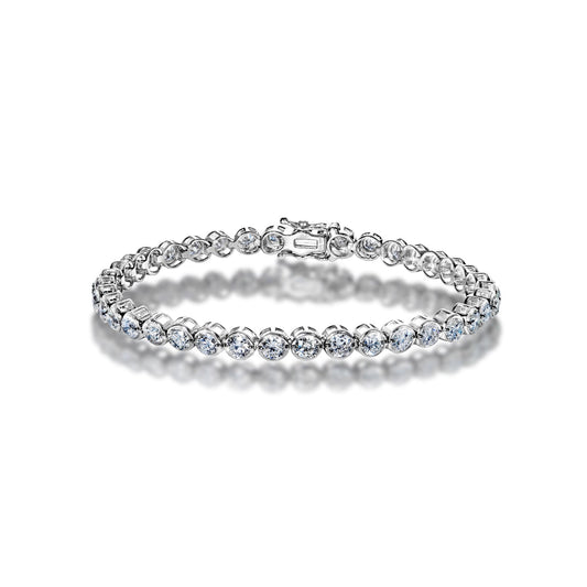 Diamond Tennis Bracelet 7 Carat Round Brilliant Single Row in 14k White Gold