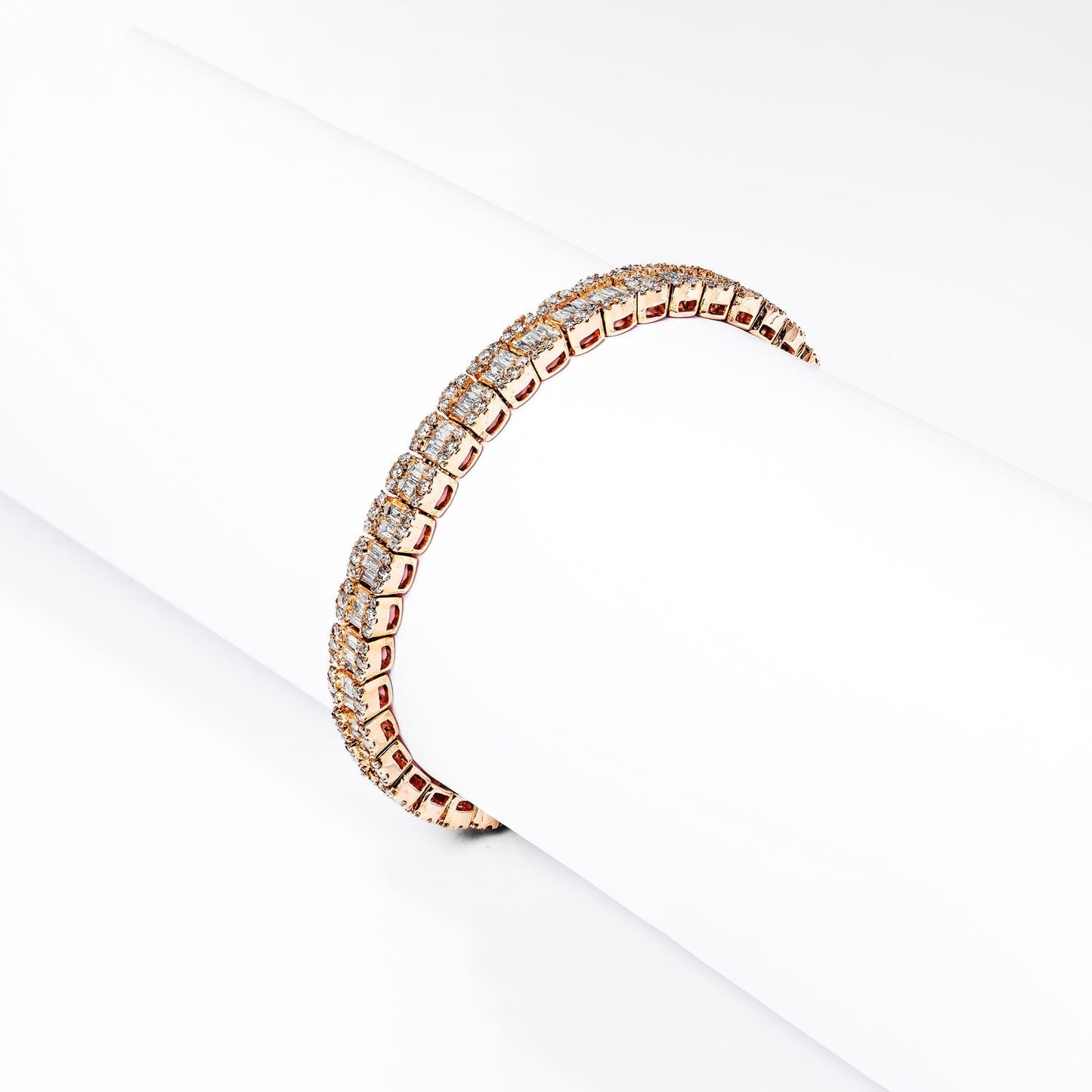 Single Row Diamond Tennis Bracelet 6 Carat Combine Mix Shape in 14k Rose Gold for Women