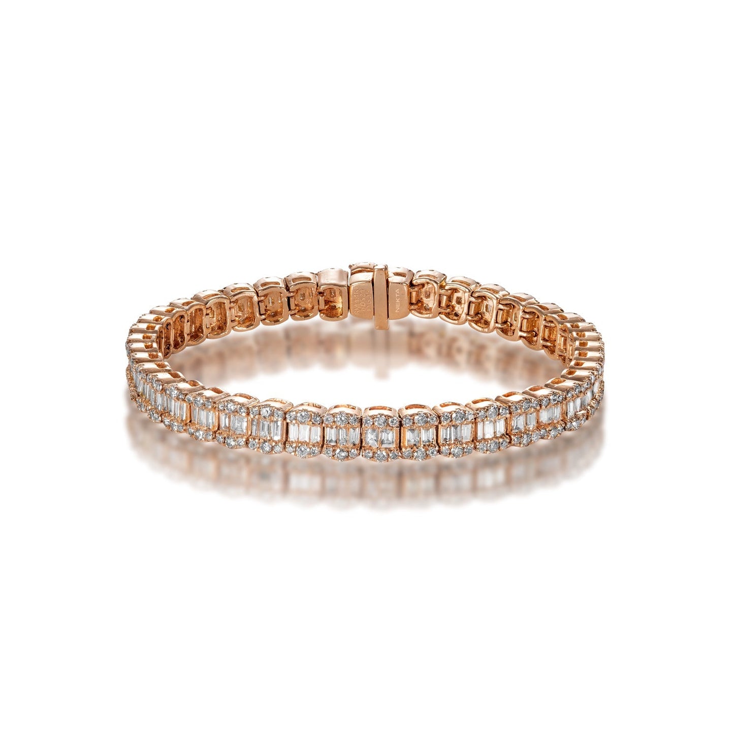 Single Row Diamond Tennis Bracelet 6 Carat Combine Mix Shape in 14k Rose Gold for Women