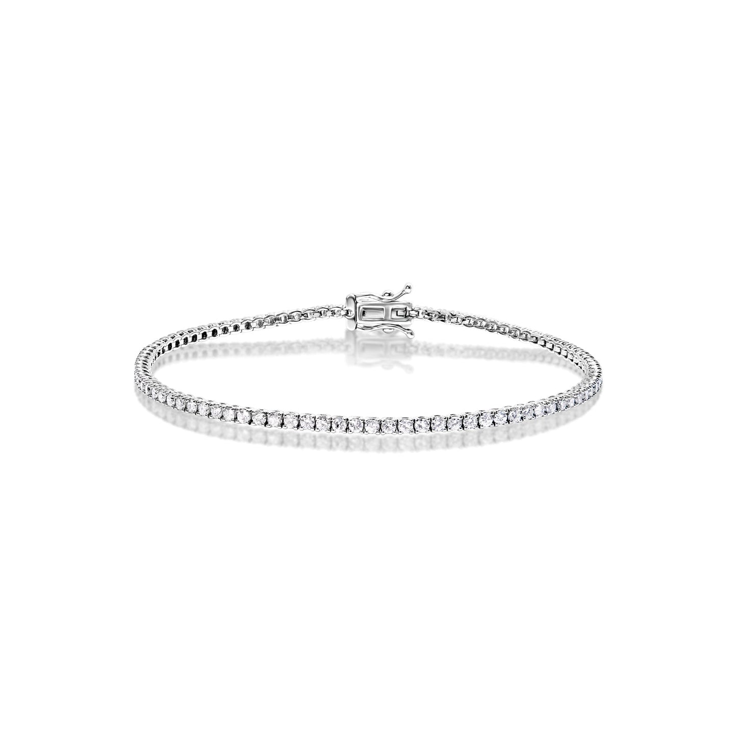 Whisper Thin Diamond Tennis Bracelet 1.50 Carat Round Brilliant Single Row in 14k White Gold