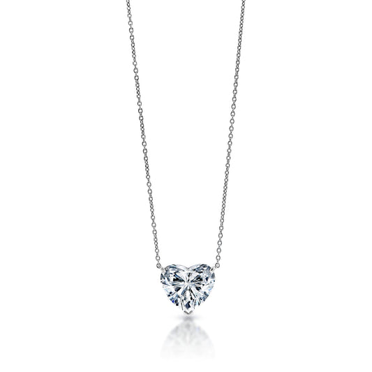 10 Carat Heart Shape Lab-Grown Diamond Pendant Necklace Front View