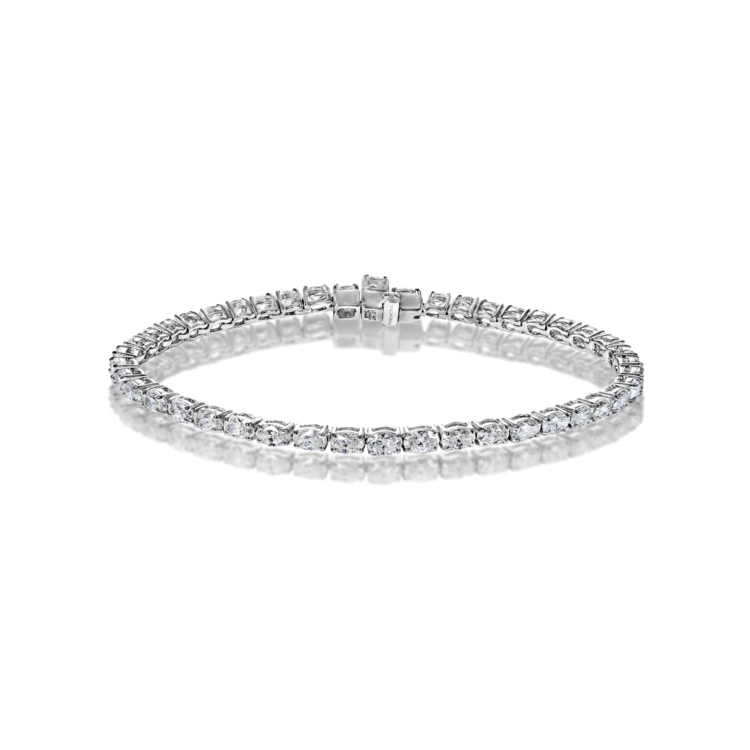 Alessia 6 Carat Oval Cut Single Row Diamond Tennis Bracelet Front