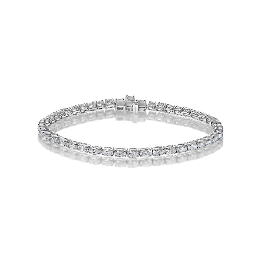 Alessia 6 Carat Oval Cut Single Row Diamond Tennis Bracelet Front