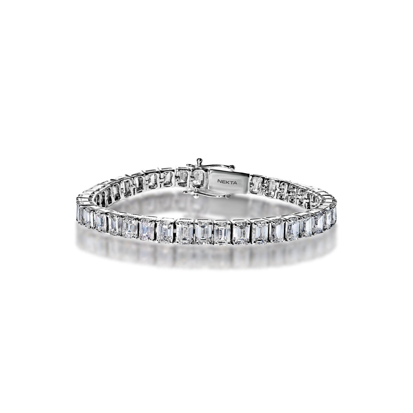 Diamond Tennis Bracelet 16 Carat Emerald Cut in 14k White Gold