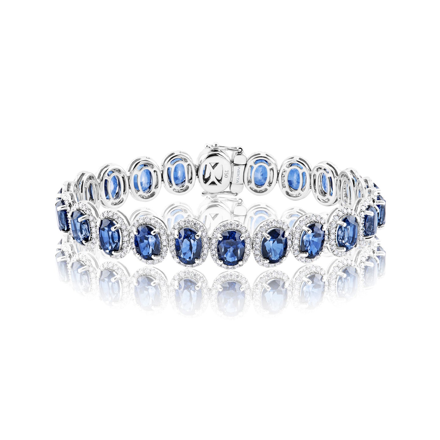 26 Carat Oval Cut J'adore Blue Sapphire Bracelet