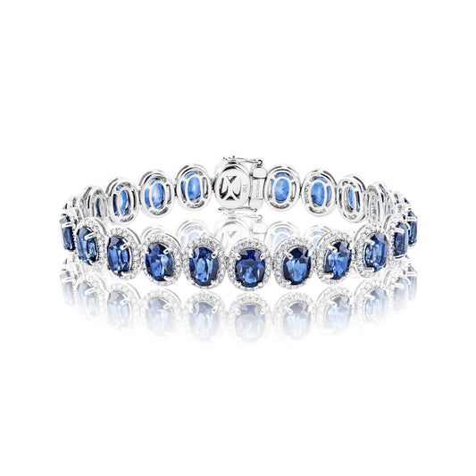 26 Carat Oval Cut J'adore Blue Sapphire Bracelet