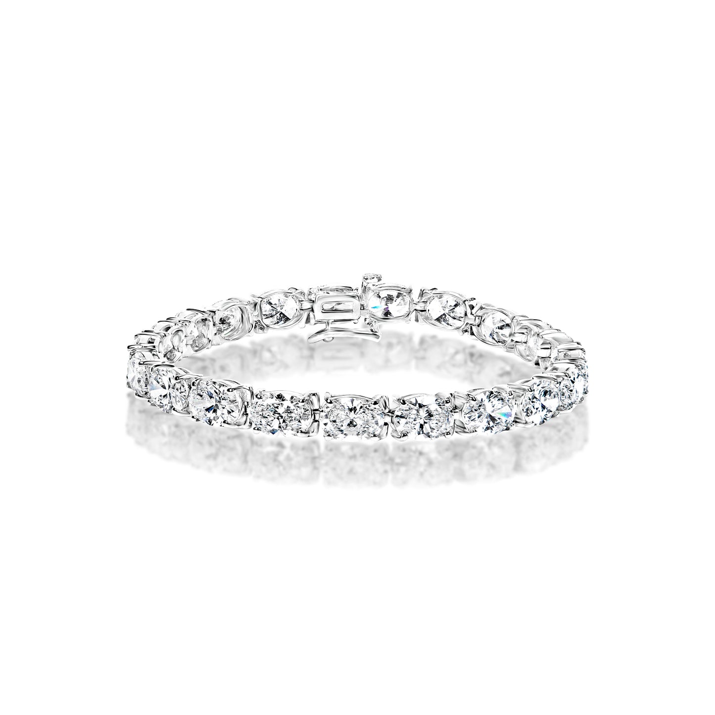 21 Carat Oval Cut Lab Grown Diamond Tennis Bracelet  Front