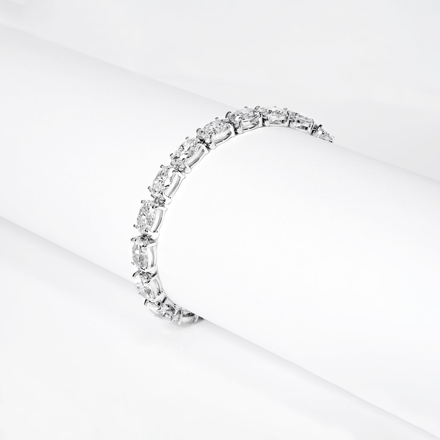 21 Carat Oval Cut Lab Grown Diamond Tennis Bracelet  Side