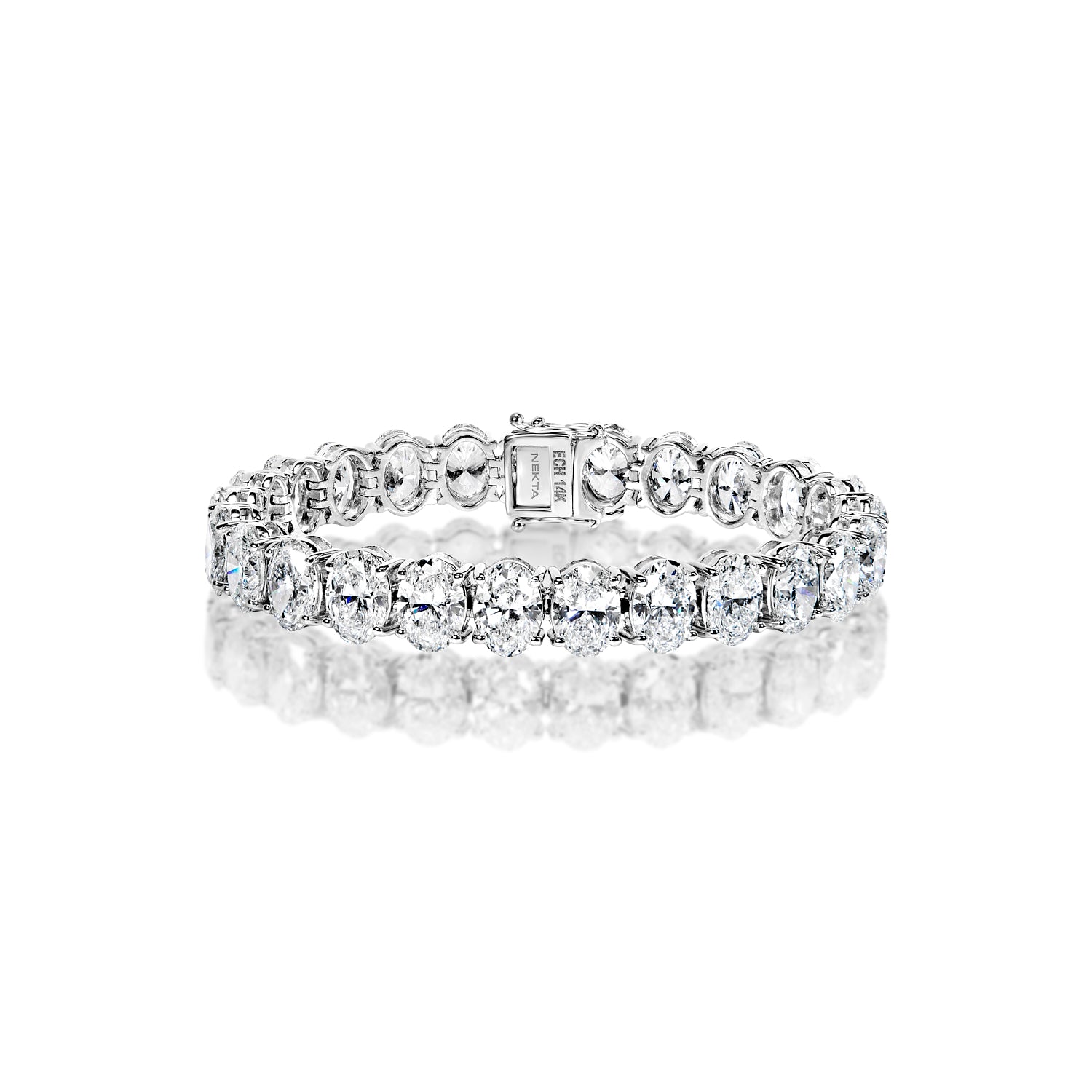 37 Carat Oval Cut Lab Grown Single Row Diamond Bracelet Front