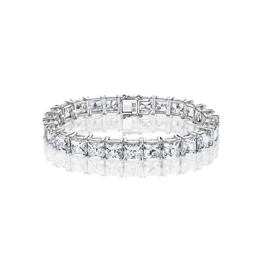 41 Carat Princess Cut Lab Grown Diamond Tennis Bracelet Front