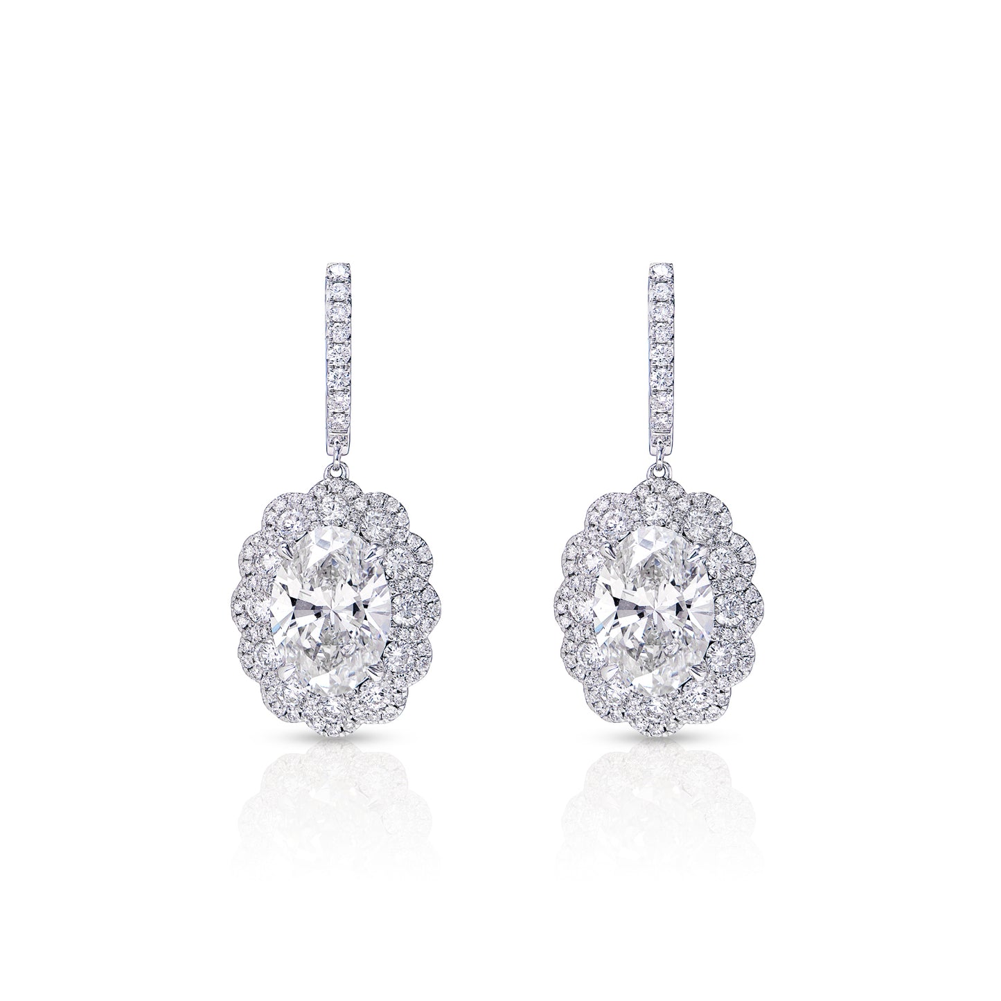 11 Carat Oval Cut Lab-Grown Diamond Hanging Earrings Front