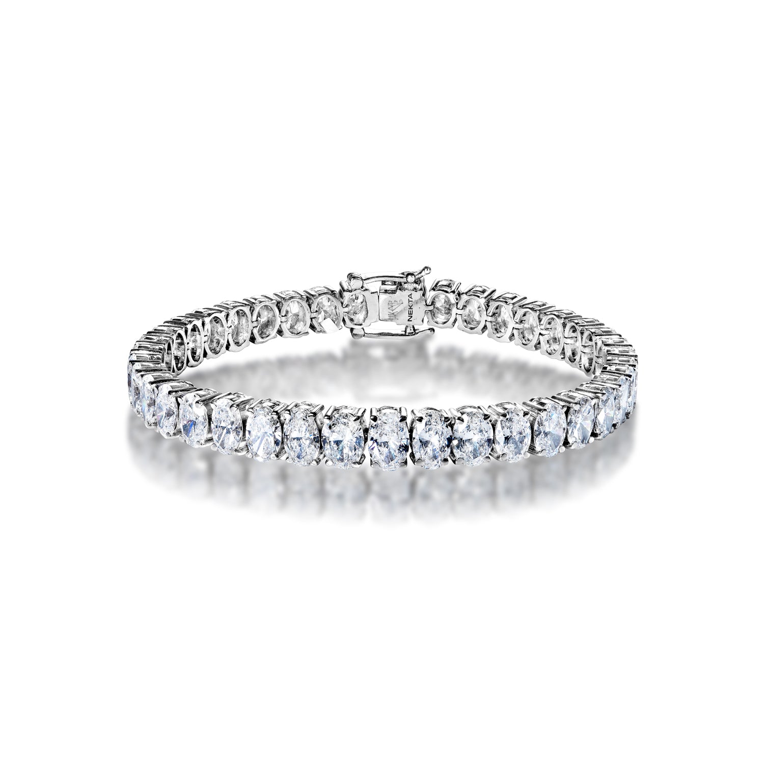 21 Carat Oval Cut Single Row Lab Grown Diamond Tennis Bracelet Front