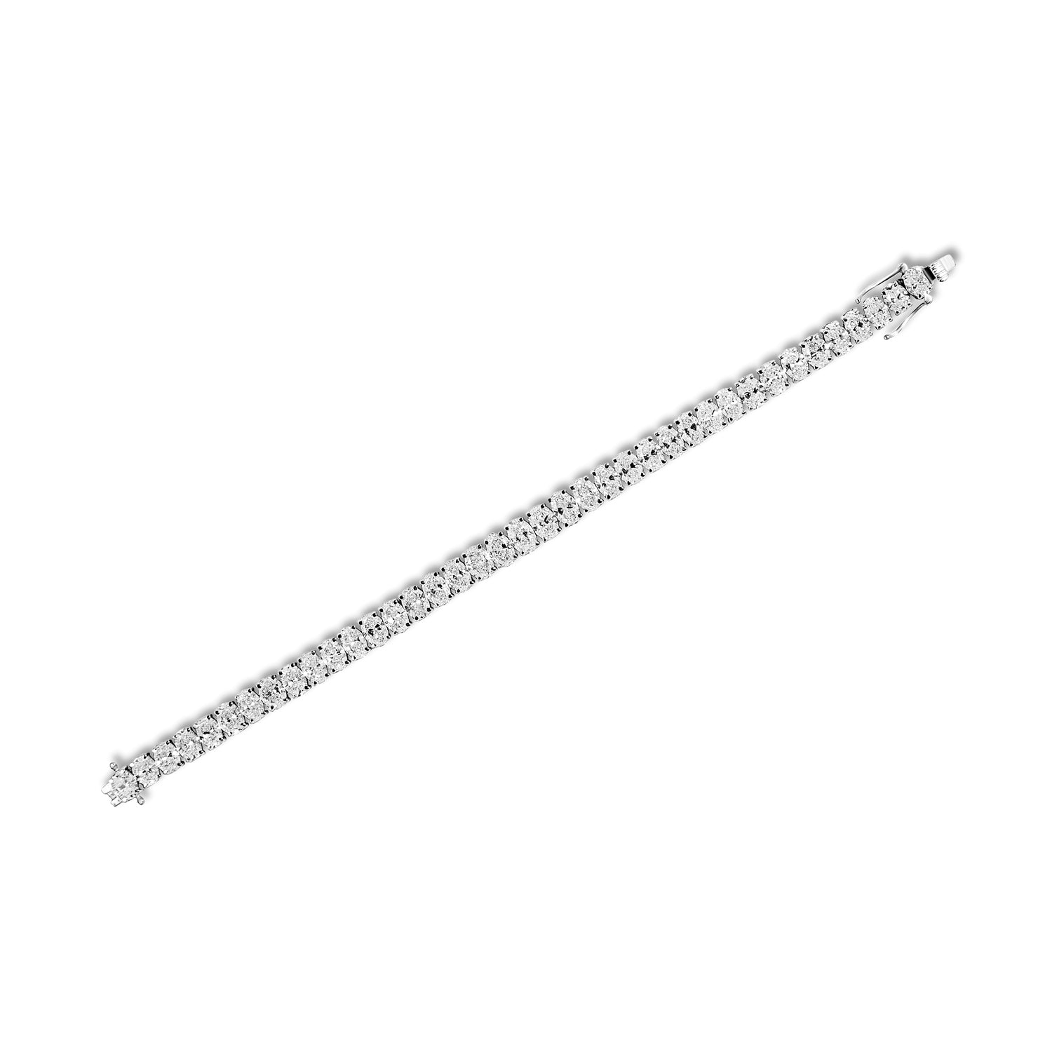 21 Carat Oval Cut Single Row Lab Grown Diamond Tennis Bracelet Length