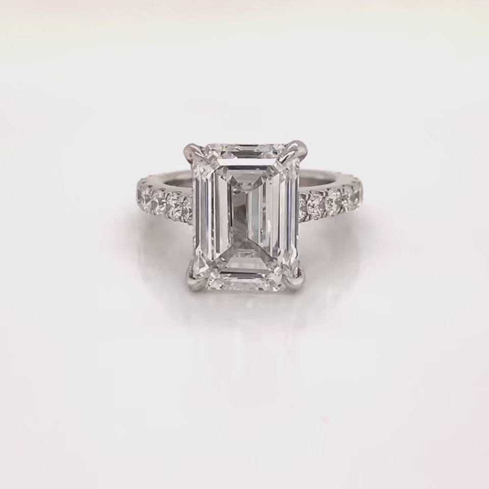 LUNA 9 Carat Emerald Cut Lab Grown Diamond Engagement Ring. IGI Certified