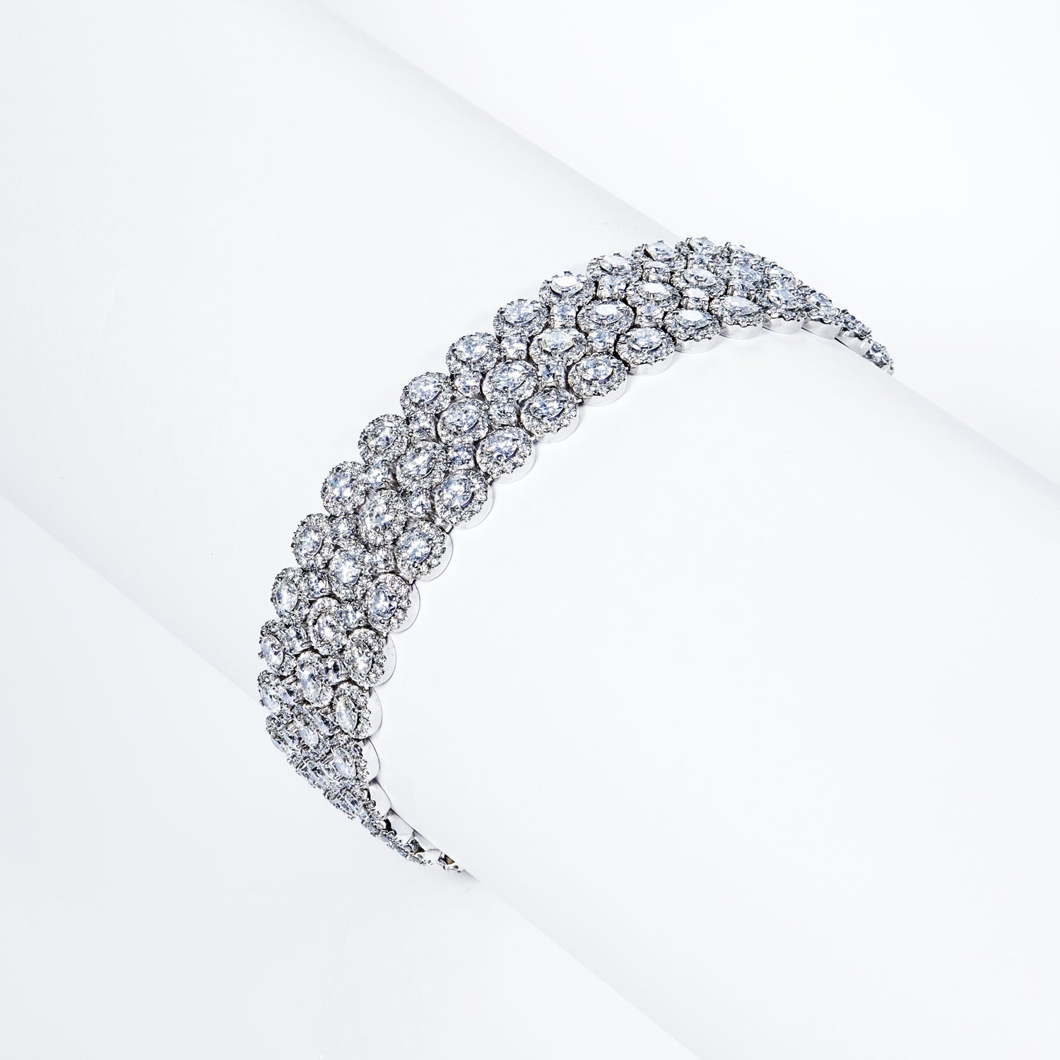 16 Carat Round Brilliant Cut Diamonds 3 Row Bracelet