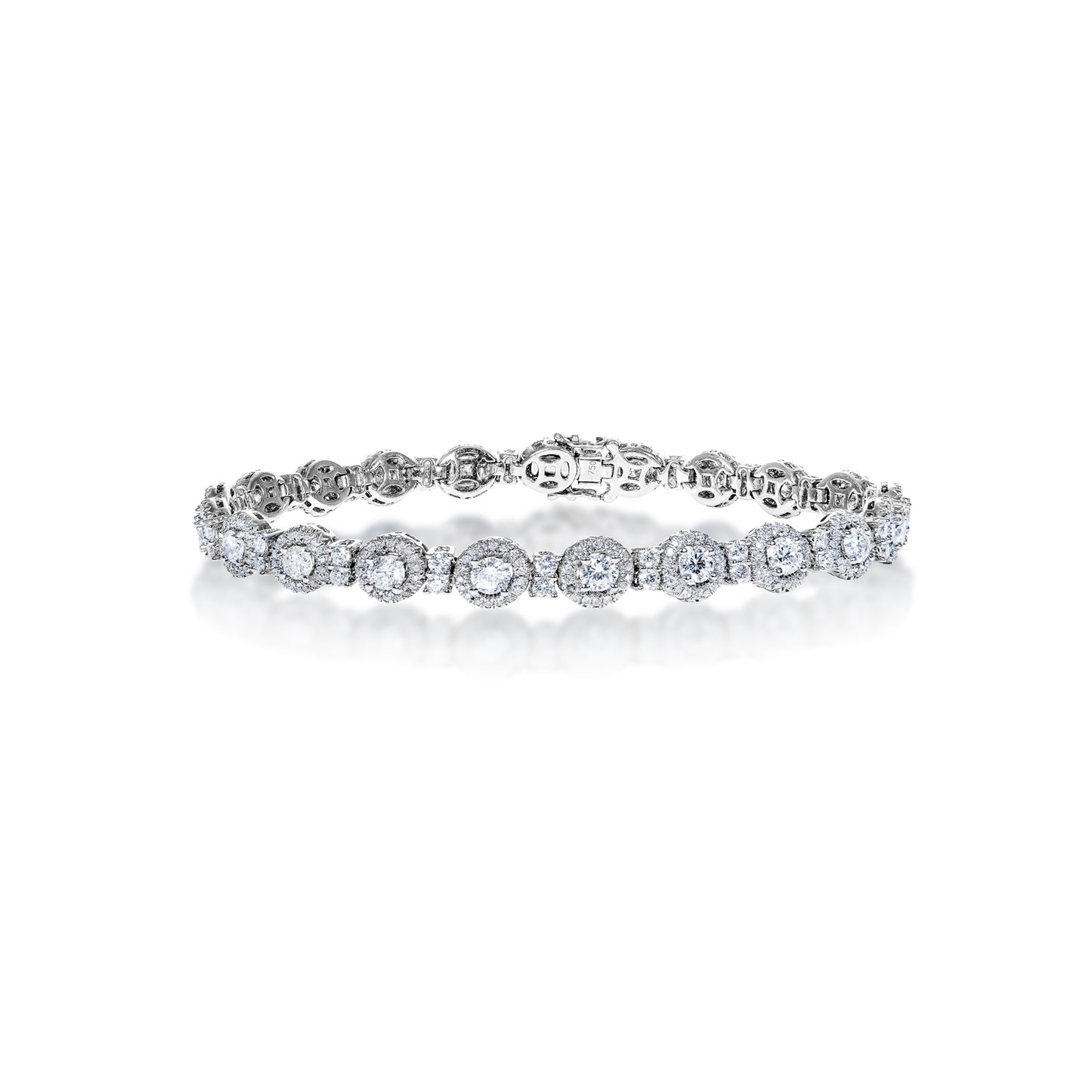 5 Carat Round Brilliant Cut Single Row Diamond Bracelet in 18k White Gold