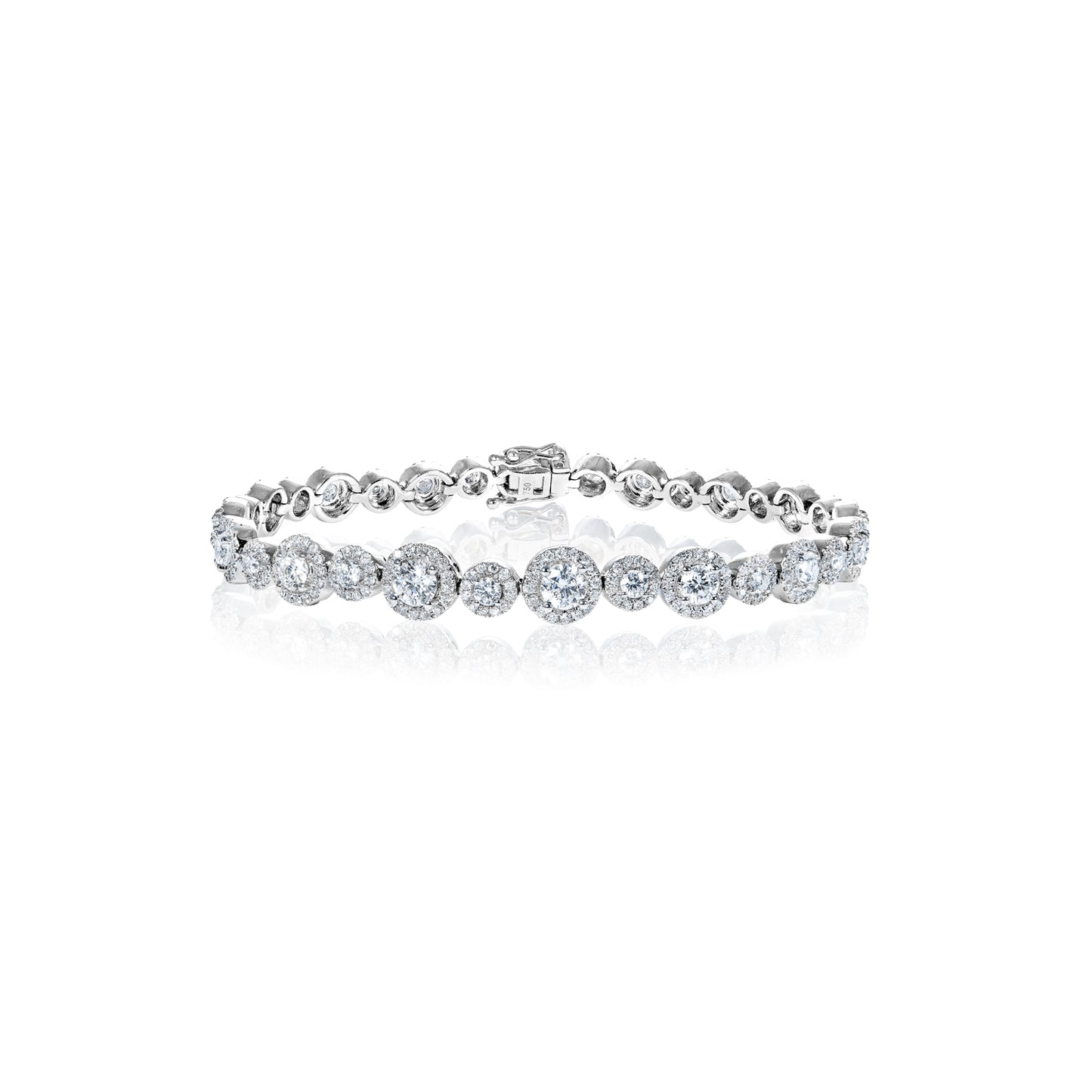 4 Carats Round Brilliant Cut Single Row Diamond Bracelet in 18k White Gold Front