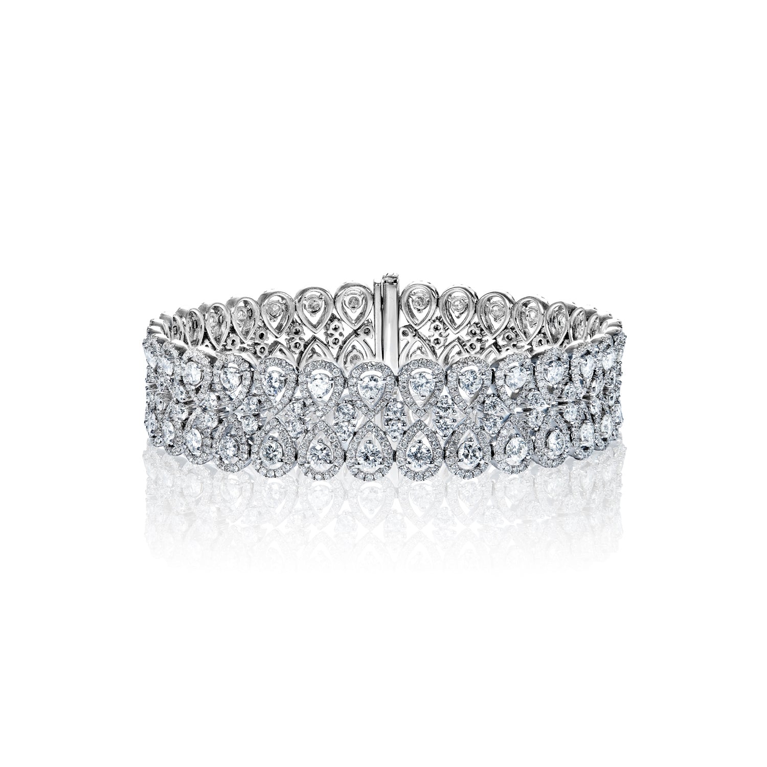 12 Carats Pear Shape Diamond Double Row Bracelet Front