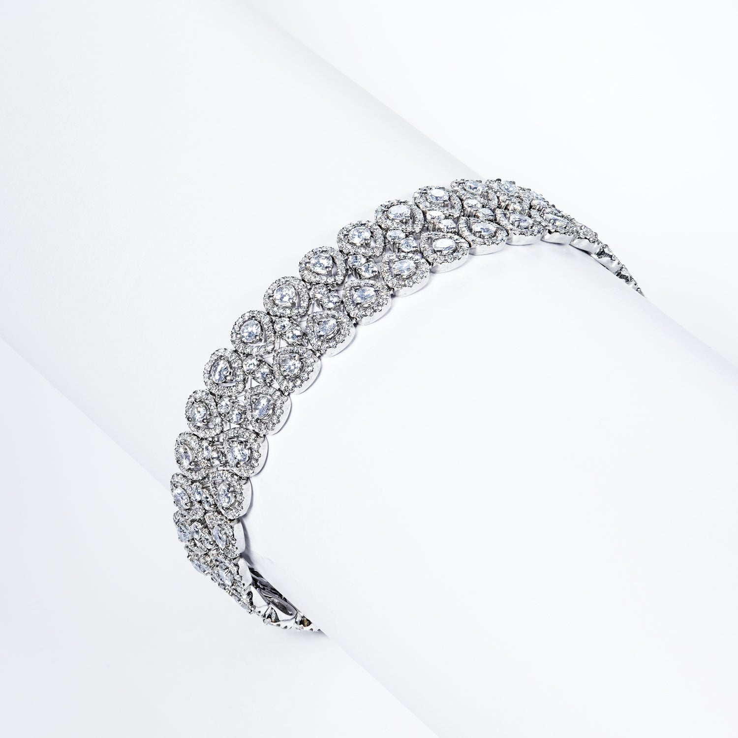 12 Carats Pear Shape Diamond Double Row Bracelet