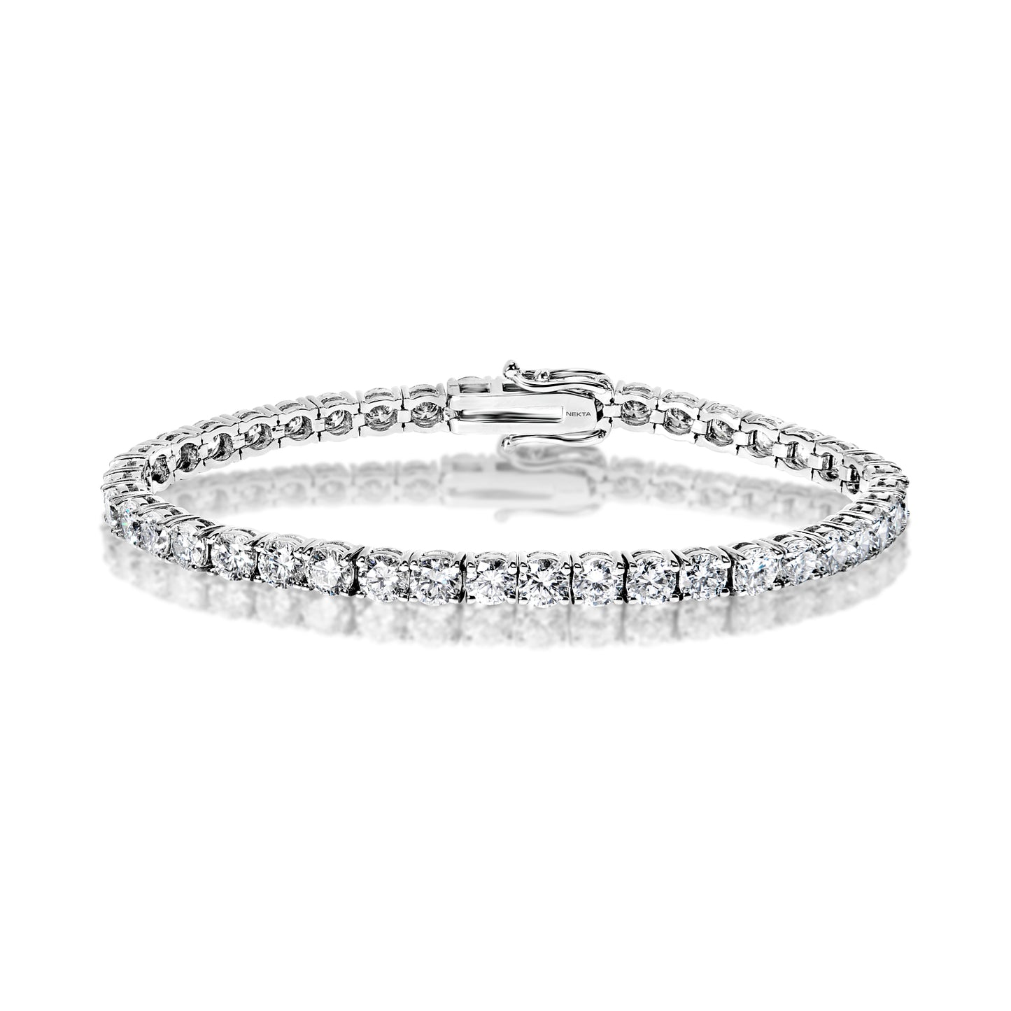 10 Carat Round Brilliant Lab Grown Diamond Tennis Bracelet in 14k White Gold