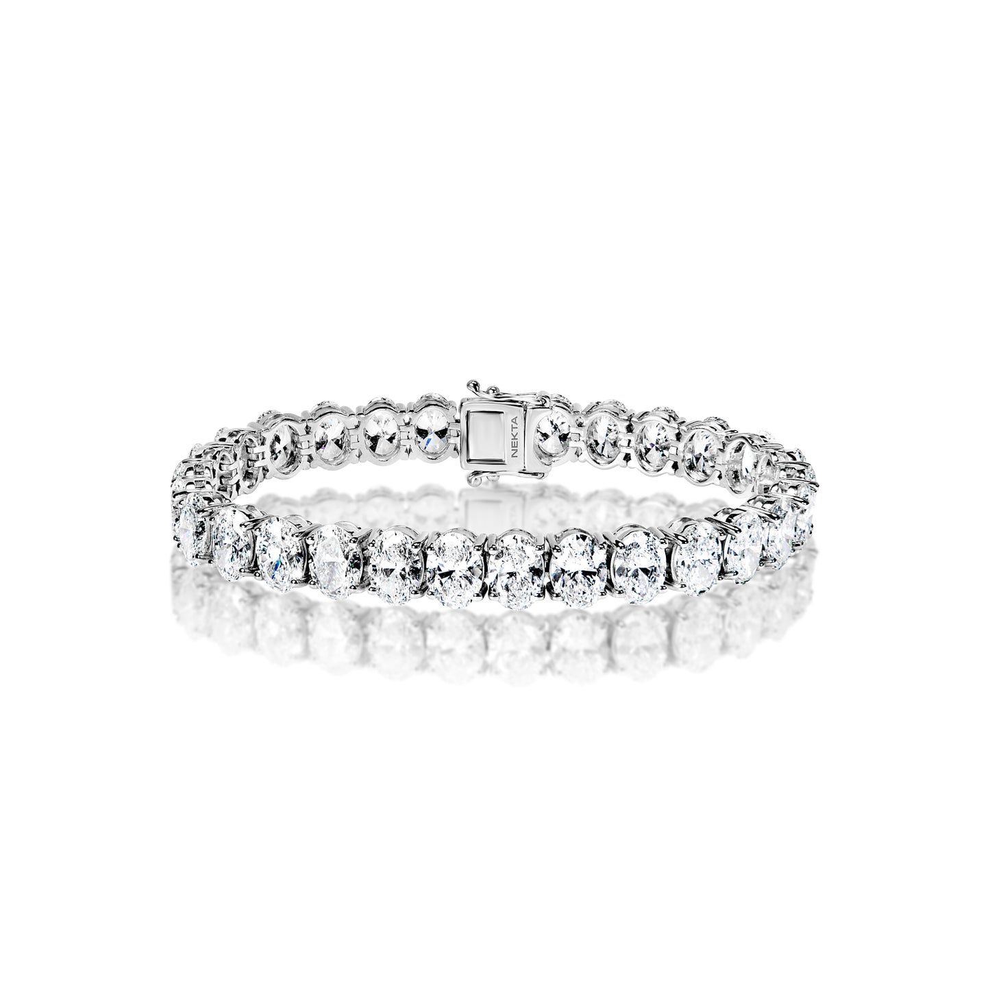 30 Carat Oval Cut Single Row Lab Grown Diamond Tennis Bracelet Front