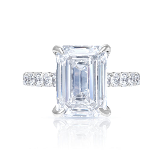 9 Carats Emerald Cut Lab-Grown Diamond Engagement Ring. IGI Certified