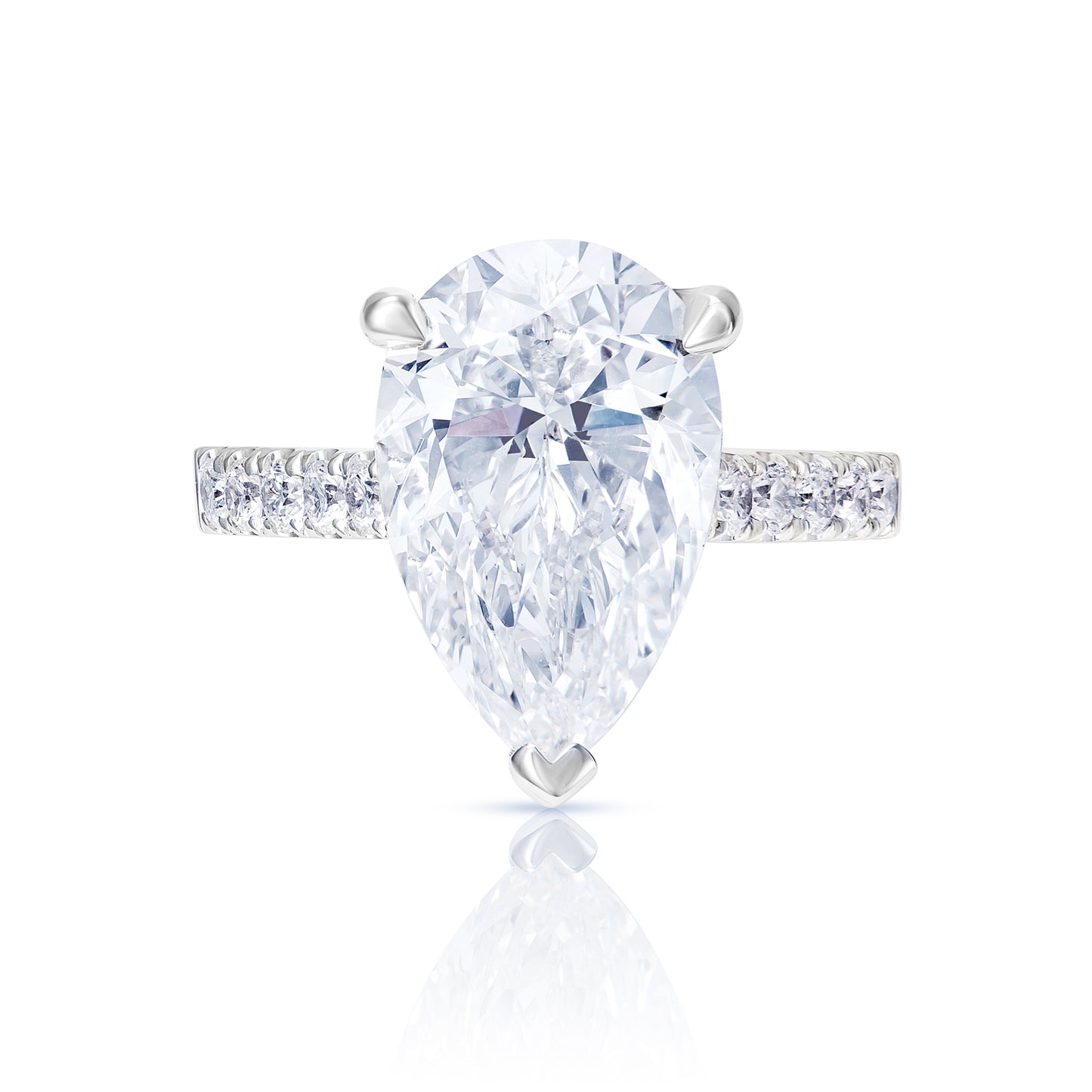 6 Carat Pear Shape Lab Grown Diamond Engagement Ring. IGI Certified