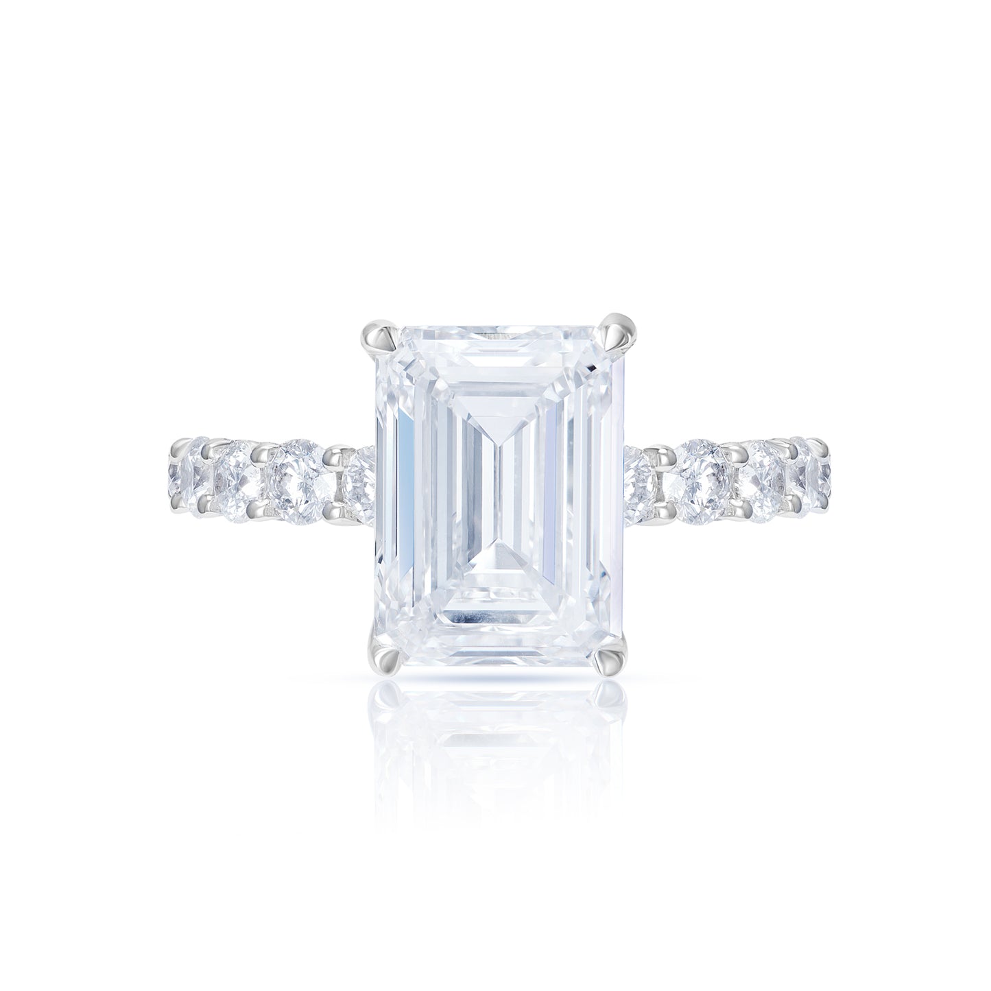 8 Carat Emerald Cut Lab Grown Lab Grown Diamond Engagement Ring. IGI Certified.