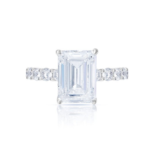 8 Carat Emerald Cut Lab Grown Lab Grown Diamond Engagement Ring. IGI Certified.