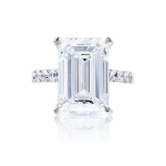 13 Carat Emerald Cut Lab Grown Diamond Engagement Ring, IGI Certified.