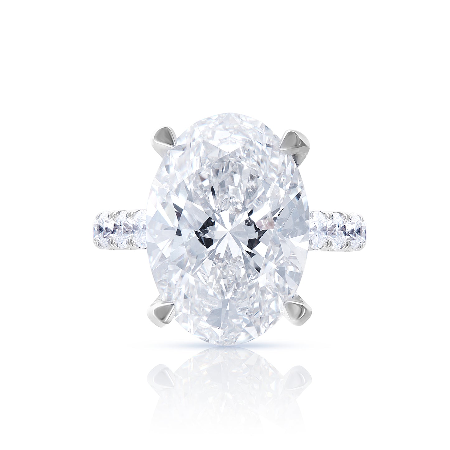 13 Carat Oval Cut Lab Grown Diamond Engagement Ring, IGI Certified.