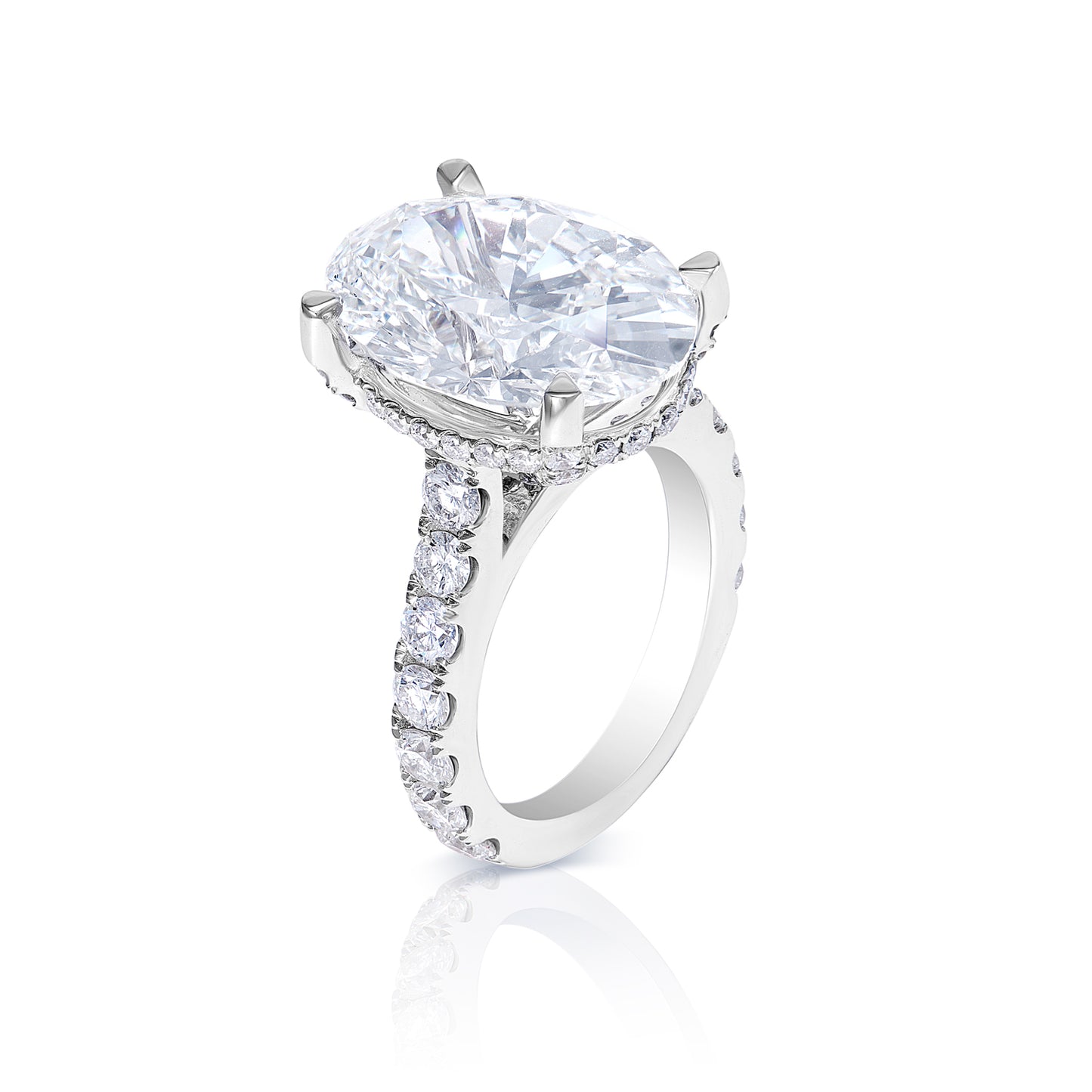 13 Carat Oval Cut Lab Grown Diamond Engagement Ring, IGI Certified.