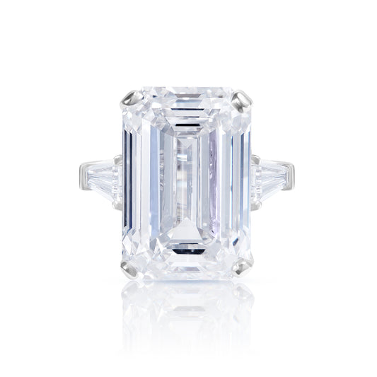 19 Carats Emerald Cut Lab Grown Diamond Engagement Ring. IGI Certified