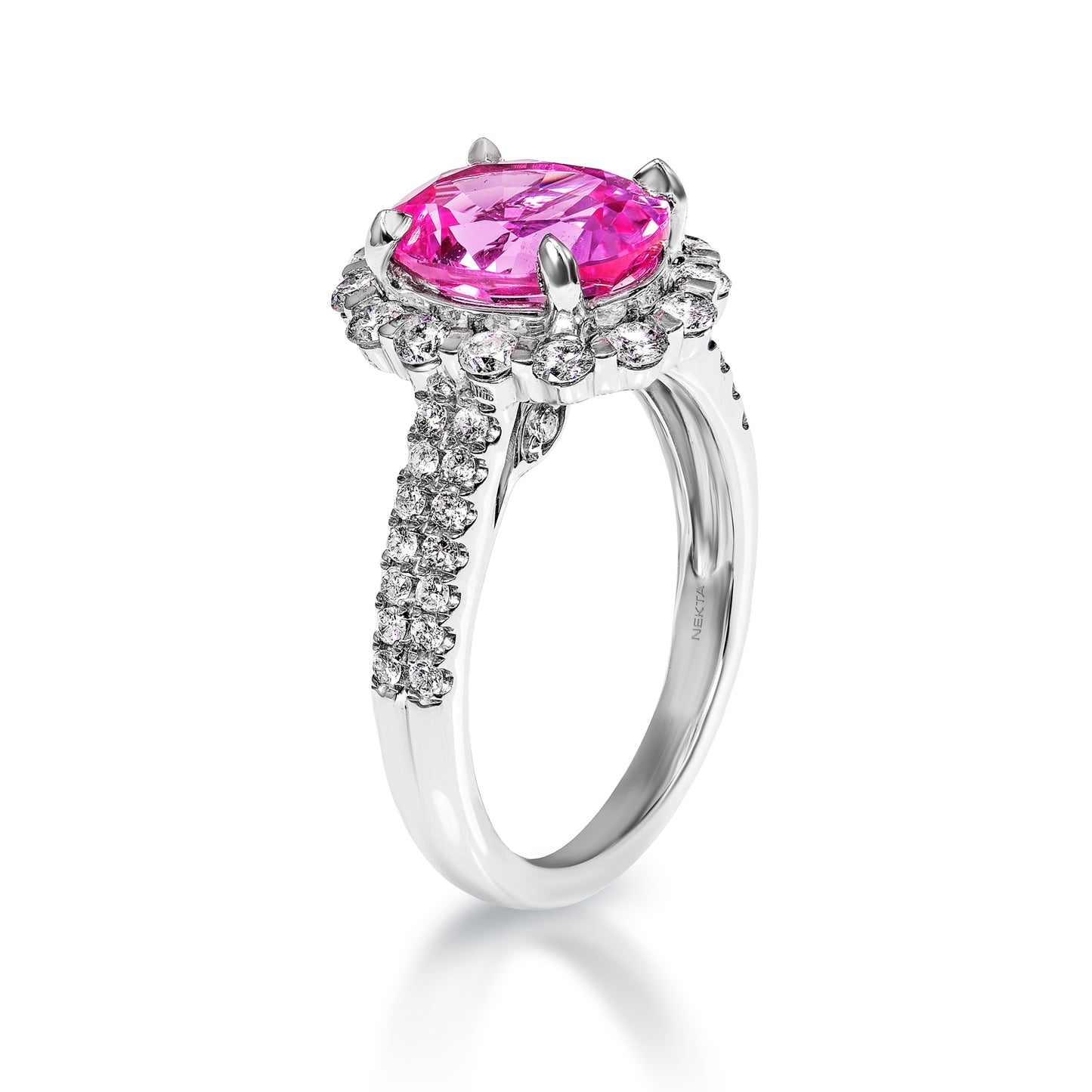 5 Carat Oval Cut Pink Sapphire Ring Side