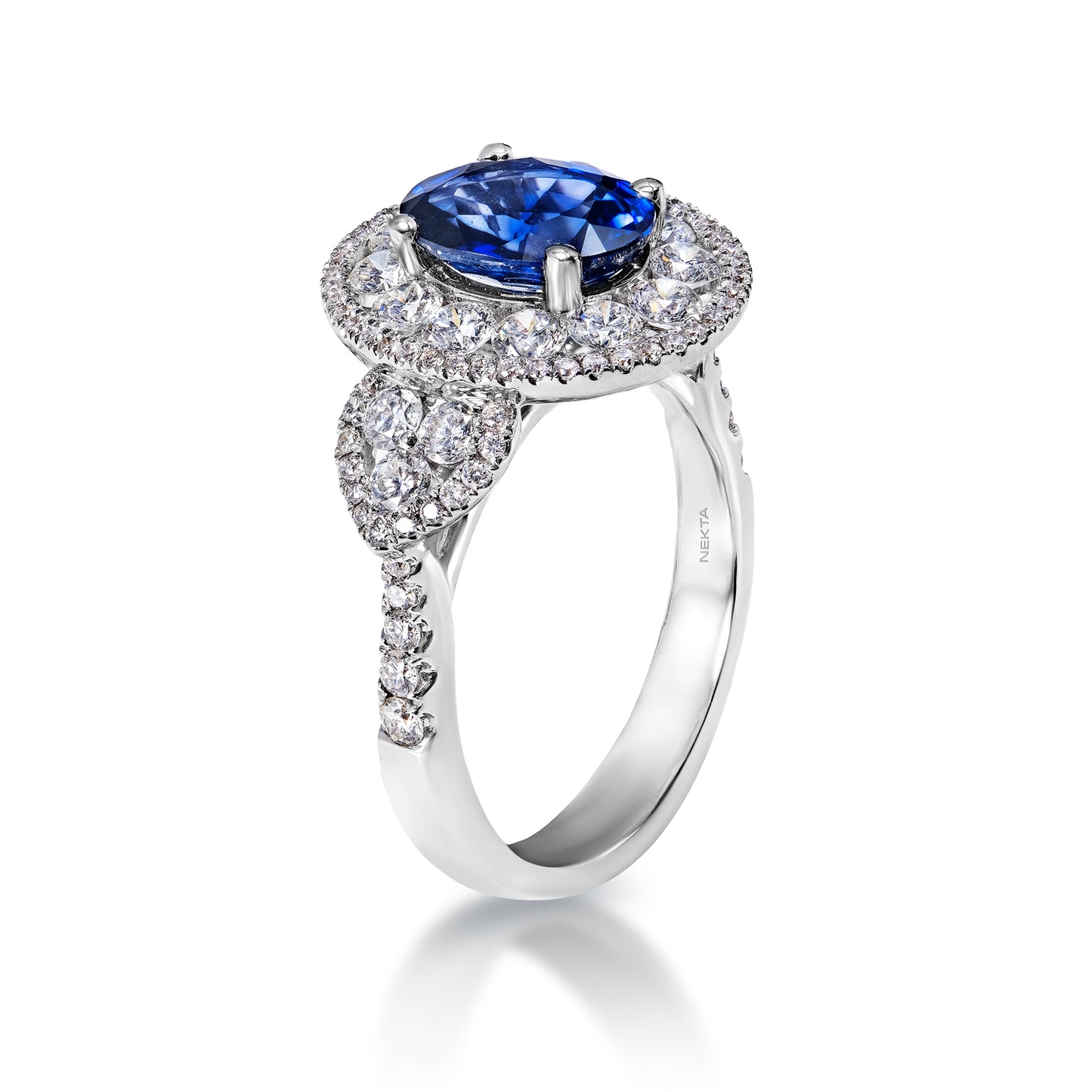 4 Carat Oval Cut Blue J'adore Sapphire Ring Side