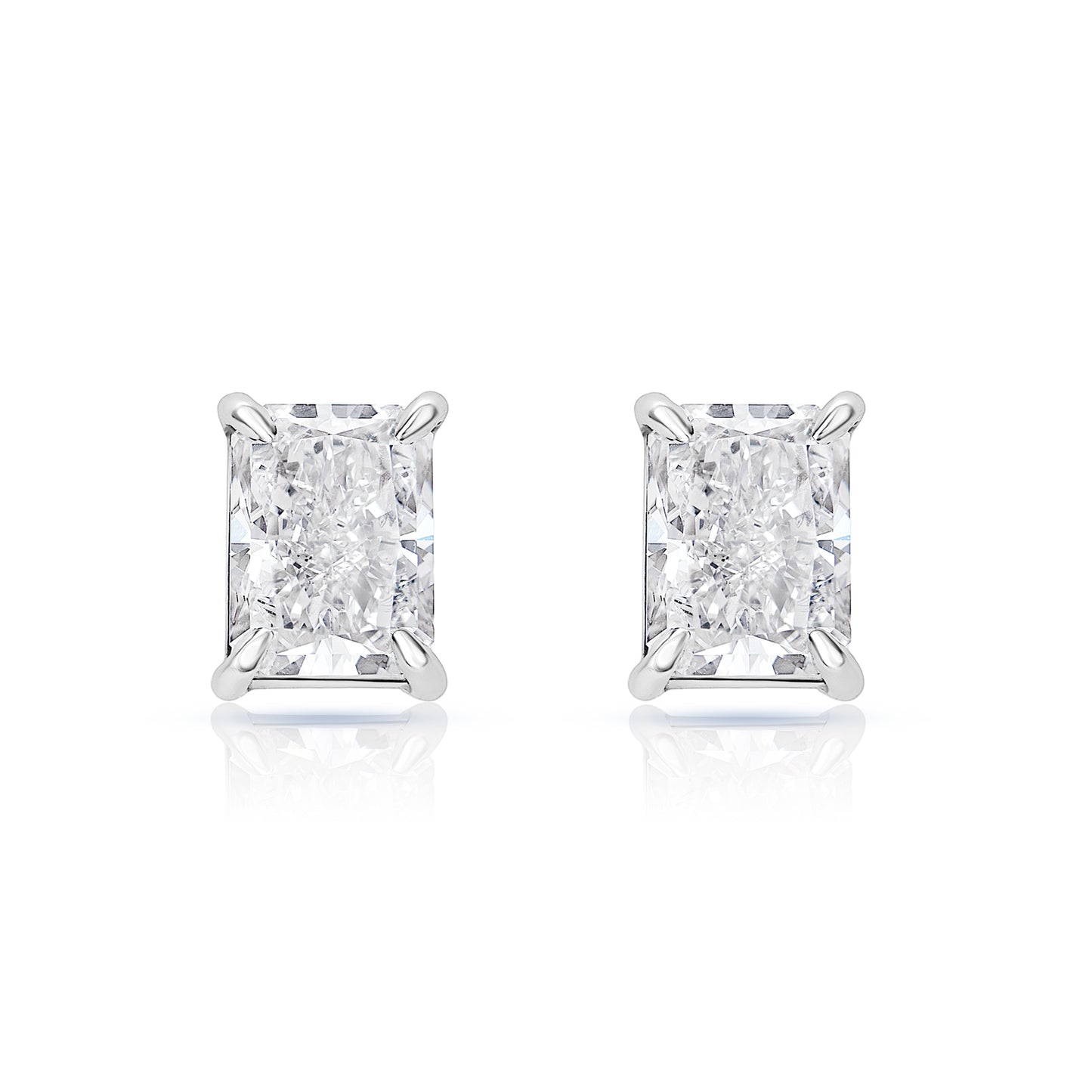 3 Carat Radiant Cut Lab Grown Diamond Stud Earrings Front