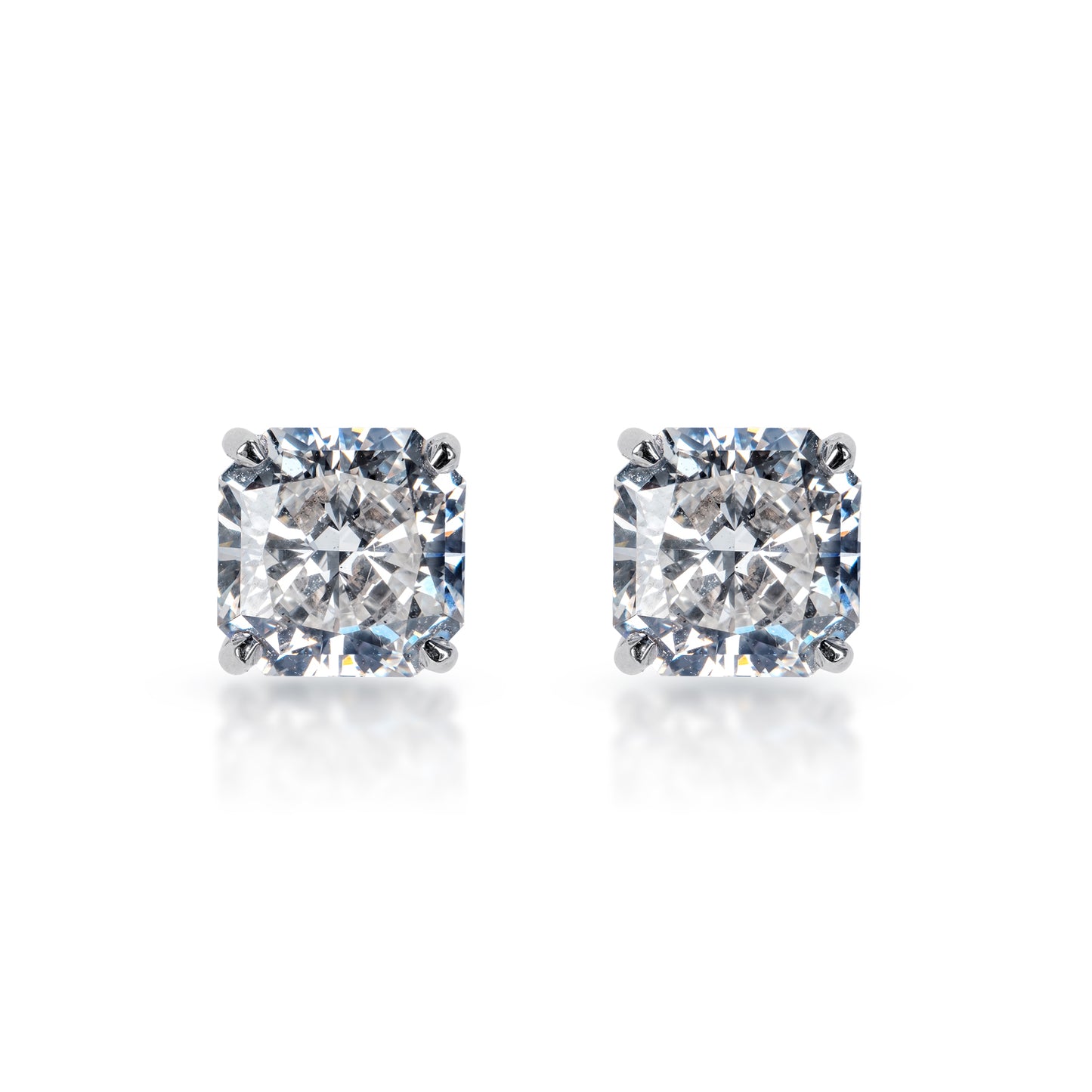 6 Carat Radiant Cut Lab Grown Diamond Studs Earrings Front