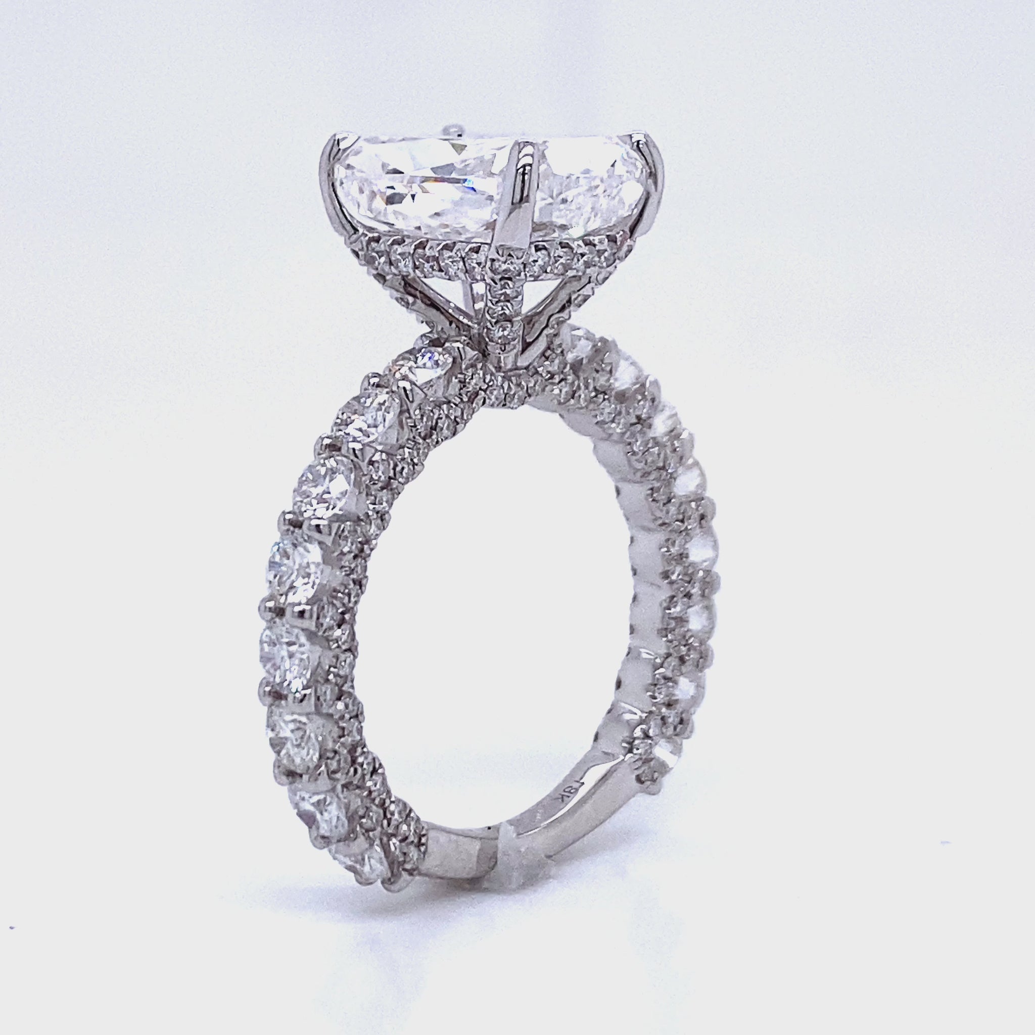 7 Carat Cushion Cut Lab Grown Diamond Engagement Ring. Eternity