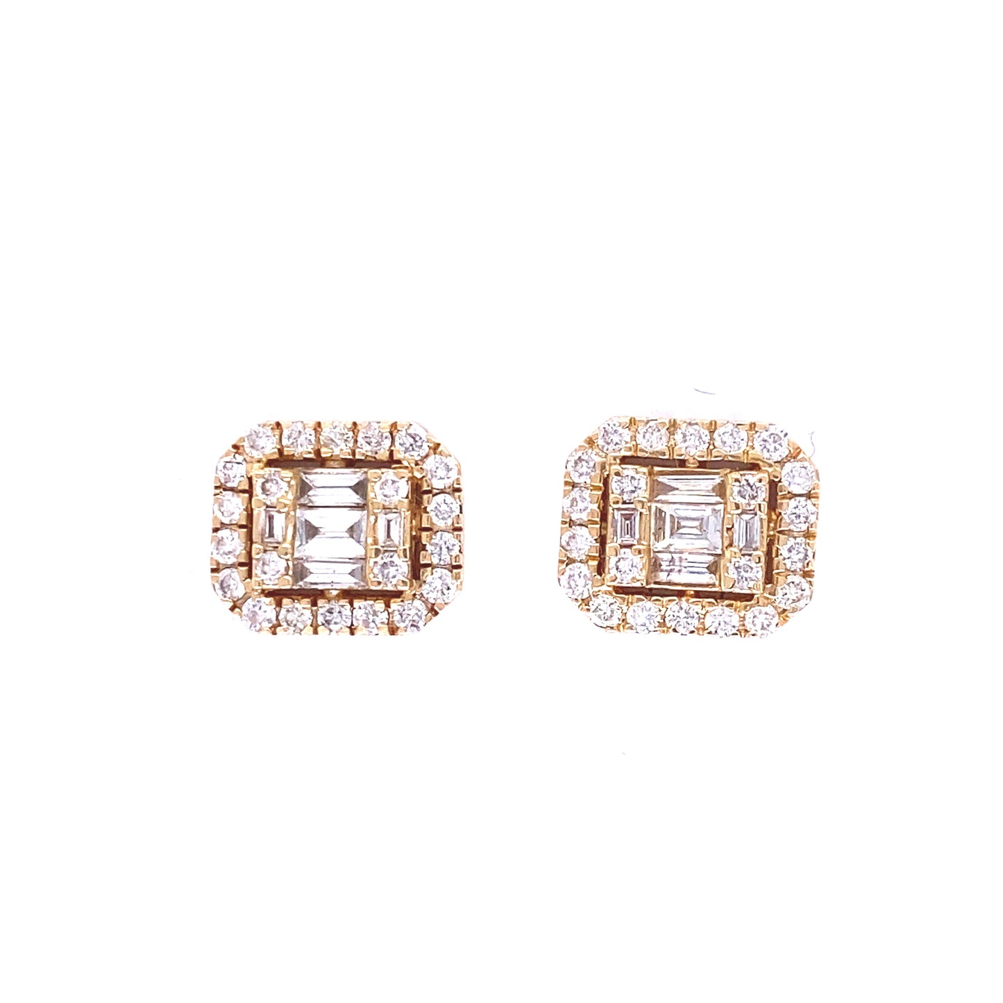 Illusion cluster Earring 70ct Yellow Gold Emerald Cut